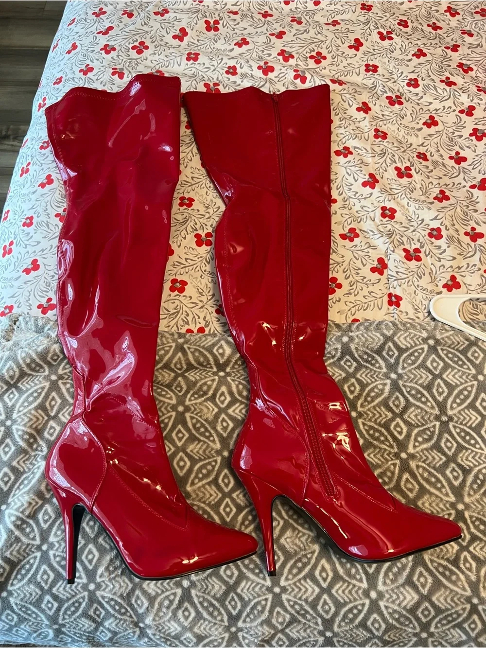 Seduce-3000 Pleaser Red Over-the-Knee Boots